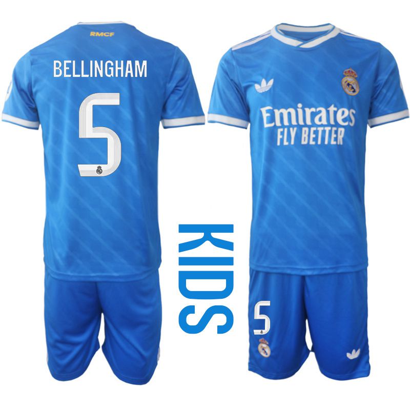 Youth 2025-2026 Club Real Madrid away blue #5 Soccer Jersey